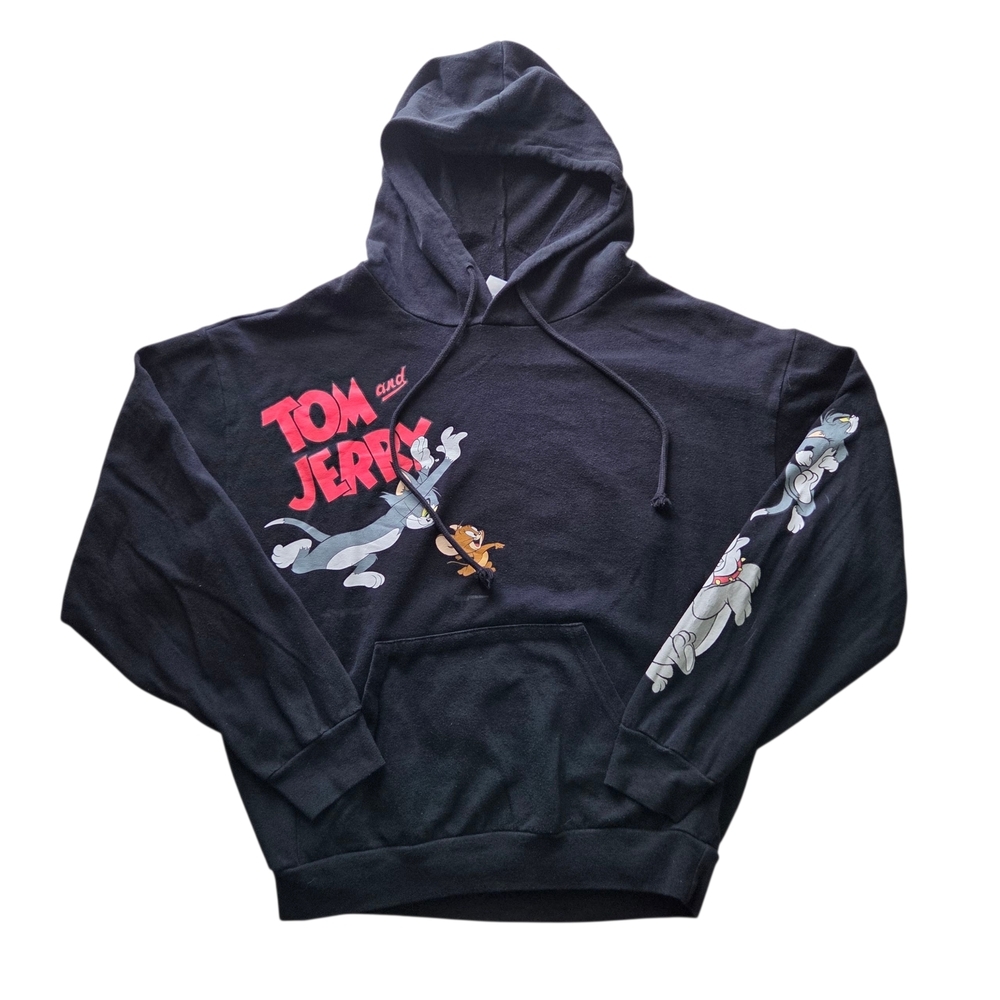 Cartoon Network Tom And Jerry Mens Graphic Black Pullover Hoodie
